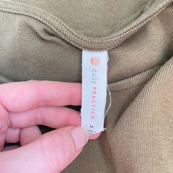 Anthropologie Daily Practice Mini Dress Womens M Olive Tie Front Long Sleeve - Picture 5 of 5